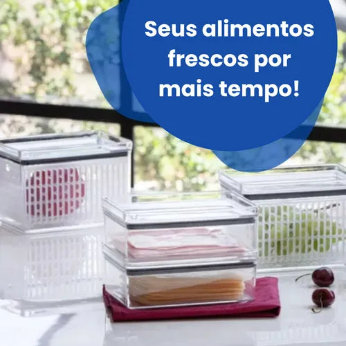 3 Potes Herméticos Porta Frios Empilhável Acrílico Paramount