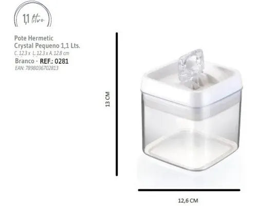 Kit 4 Potes Herméticos Acrílico Quadrado Com Tampa Preta Cor Transparente