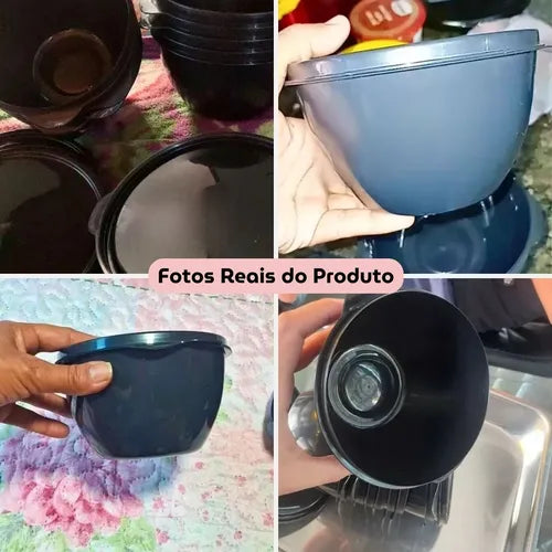 Jogo De 10 Potes Bowl Redondo Vasilhas Tapoer Marmita 750ml