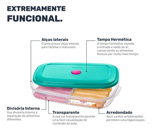 Pote Porta Frios 2 Divisórias Freezer Microondas Sanremo