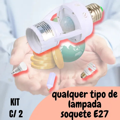 Kit 2 Sensor De Presença Iluminação Lâmpada Sensor De Movimento Soquete E27 Com Fotocélula Marca Ndl