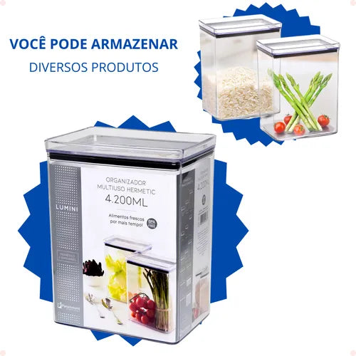 Organizador Multiuso Hermético 4200ml Alimentos Grão Lumini