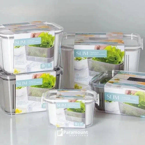 Pote Hermético Slim 4.470ml Com Cesto Salada Frutas Paramount