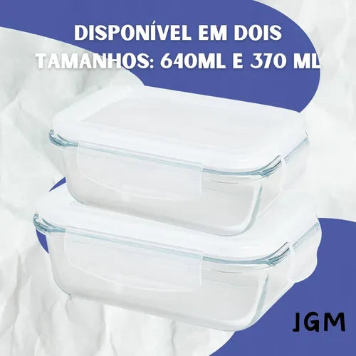Kit 4 Potes Hermético Vidro 370ml E 640ml Marmita Com Trava