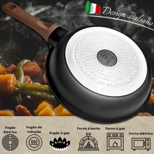 Frigideira Antiaderente Cerâmica Grande 24cm Indução E Gás Aristus - Saudável Atóxica Gourmet Fundo Reforçado Lava-louças Cozinha Moderna Durável Inmetro Alta Qualidade