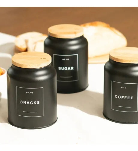 Pote Porta Condimentos Coffee 1,1l Sense Com Tampa Bambu Ou