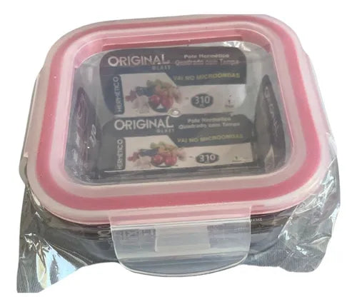 Pote Hermético Click Vidro Quadrado Com Tampa 310ml