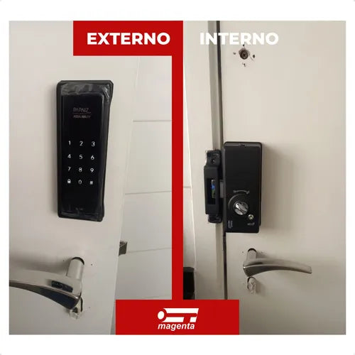 Fechadura Eletrônica Papaiz Sobrepor Preta Sl140 Senha Painel Touch