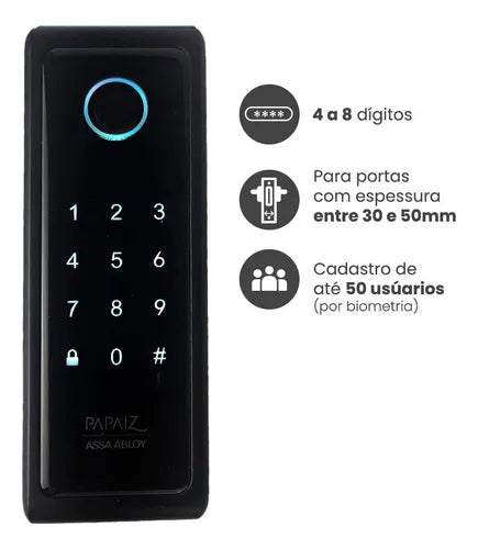 Fechadura Eletronica Papaiz Sobrepor Sl140 Senha Biometria Papaiz SL140 Bio