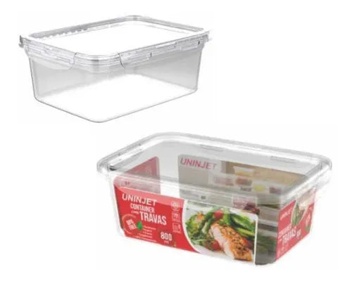 Kit 3 Potes Retangulares 800ml Freezer Microondas Marmita