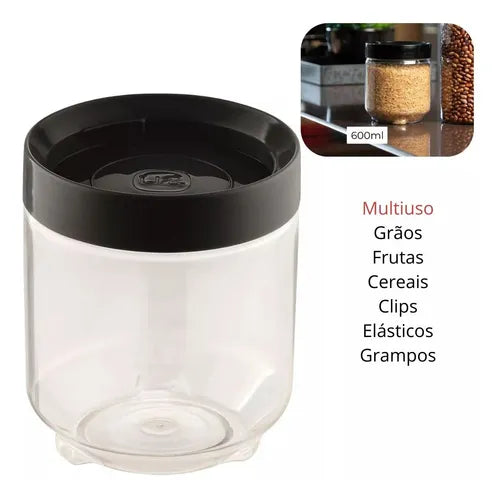 Pote Organizador Mantimentos 6un Multiuso Cozinha 600ml Luxo