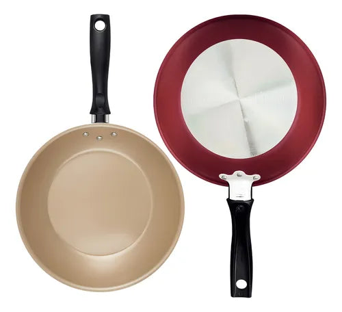 Frigideira Antiaderente Tramontina Turim Profissional Grande 28 Cm Com Tampa Cor Vermelha