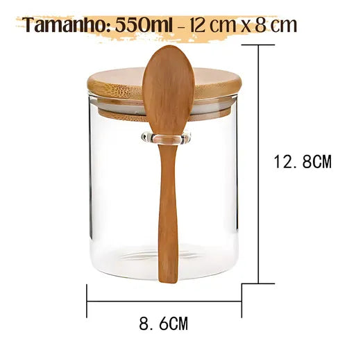 Pote Hermético Bambu Sal Açúcar Café Leite Em Pó Biscoitos Cor Redondo