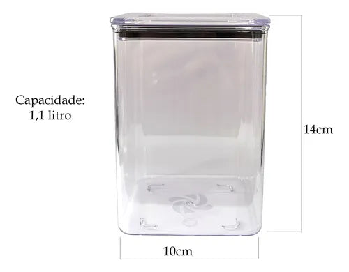 Kit 4 Potes Hermético 1,1 Litro Armazenar Alimento Organizar