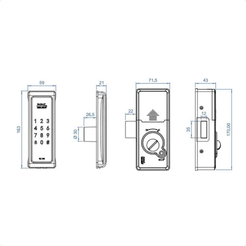 Fechadura Eletrônica Papaiz Sobrepor Preta Sl140 Senha Painel Touch