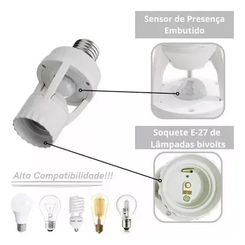 Kit 4 Sensor De Presença Com Fotocélula Para Lâmpada Soquete