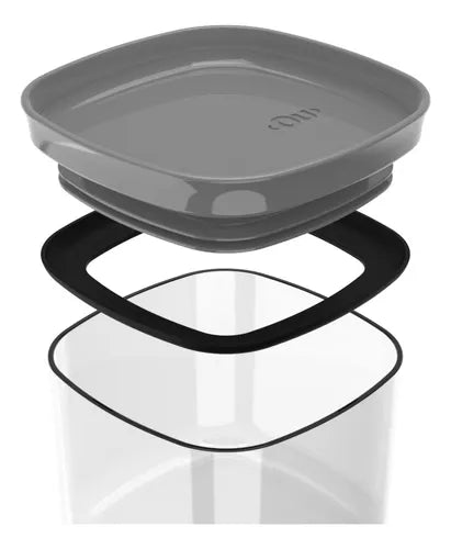 Conjunto De 4 Potes Hermético Block Cinza 1l - Ou