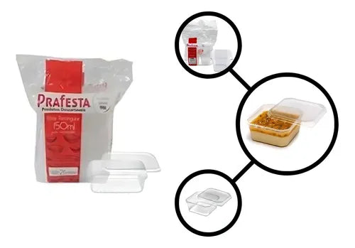 Pote Quadrado 150ml Transparente Pp Prafesta 20 Unidades