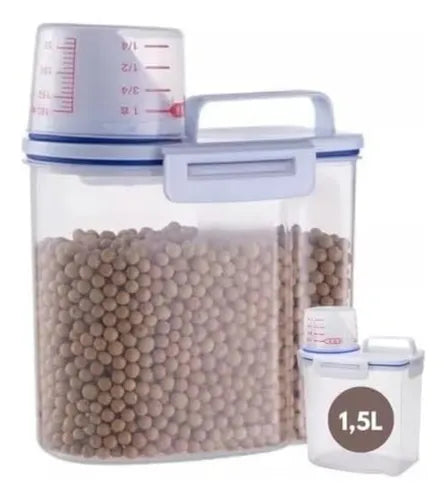 Pote C/ Medidor 1.5 L Cereal Ração Grãos Hermético Dispenser