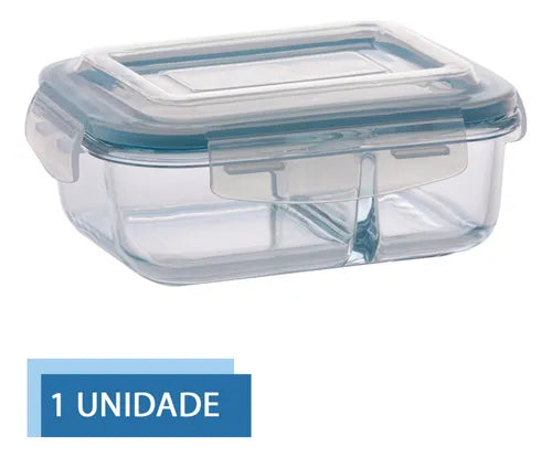 Pote 640ml Hermético Com Divisoria Marmita Alimentos