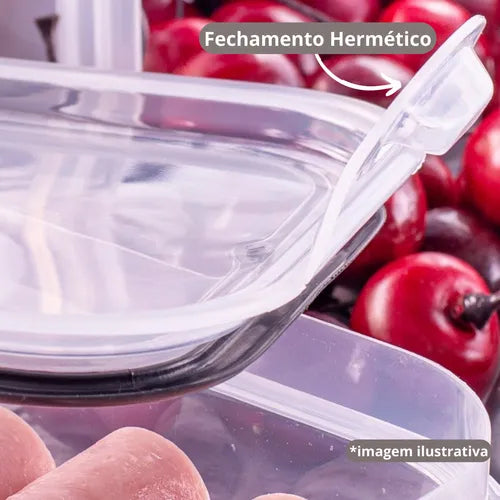 Pote Hermético Retangular Com Escorredor 2,6 Litros Plasutil