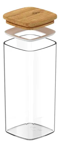 Pote Hermético Organizador Tampa De Bambu 340ml Keep Ou
