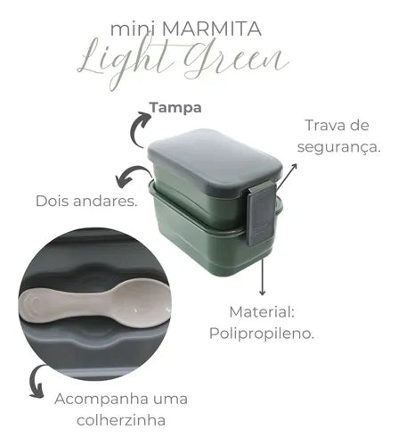 Marmita Infantil Escolar Lancheira De Plástico Com Colher