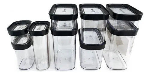 Kit Conjunto Cozinha 9 Potes Herméticos Mantimentos Temperos
