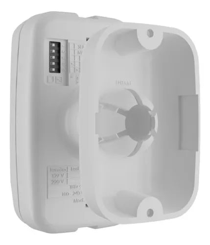 Sensor Presença Movimento Frontal Parede 110° Fotocélula Timer Dip Switch Exatron LESFZDDP 110V 220V Bivolt Branco