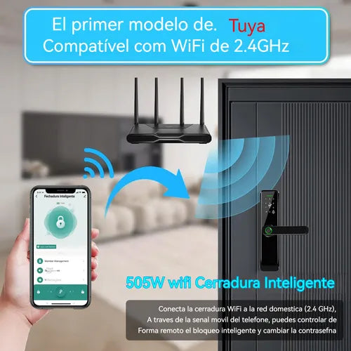 Fechadura Digital Biométrica Luczeng , 5 Em 1 Inteligente Fechadura Eletronica Com Tuya Wi-fi, Touch Screen Fechadura Digital - Abertura Via Biometria, Senha Numérica, Cartão Ic, Chave E App