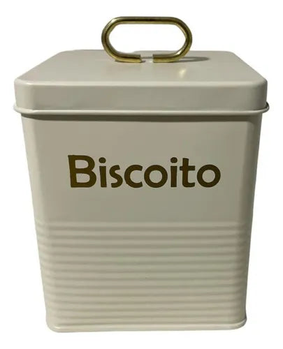 Pote De Lata Hermético Biscoitos Vintage 1 Litro
