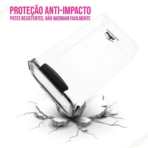 Kit com 10 Potes Herméticos Retangulares Empilháveis com 4 Travas, Porta-Mantimentos e Alimentos, Super Resistentes e à Prova de Vazamento, Ideal para Organizar Cozinha e Armários, House Organizer