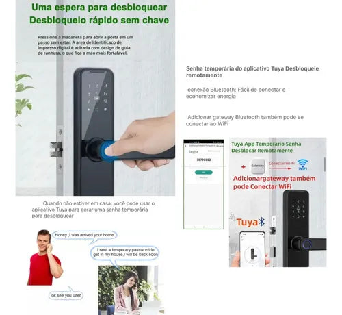 Fechadura Digital Eletrônica Biométrica Card Senha App Tuya