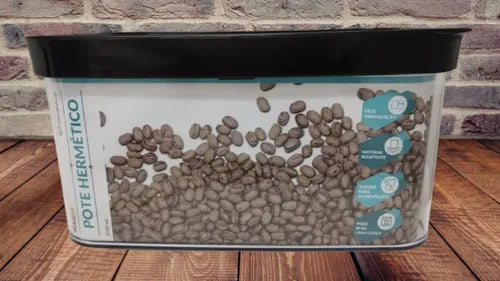 Helsim Potes Hermético 2500 ml para Feijão Alimentos Condimento Empilhável cor Preto