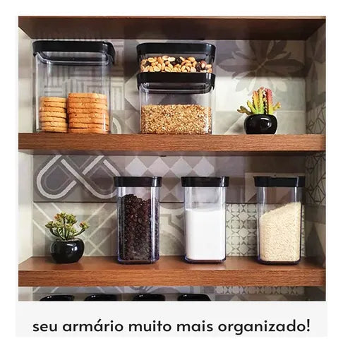 Kit Conjunto Cozinha 9 Potes Herméticos Mantimentos Temperos