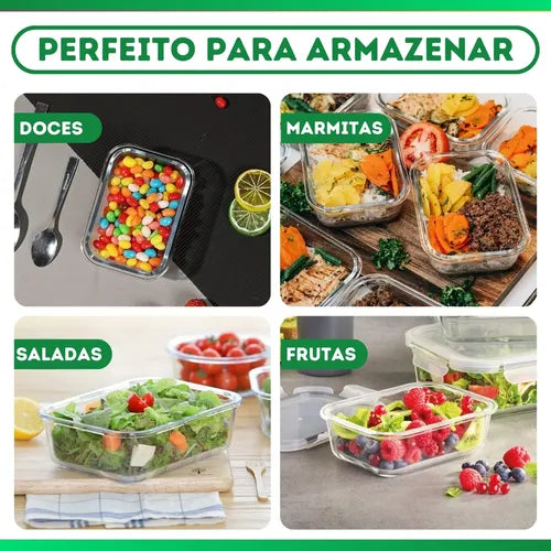 Kit 12 Potes De Vidro Vedação Hermética 370 Ml Cor Azul