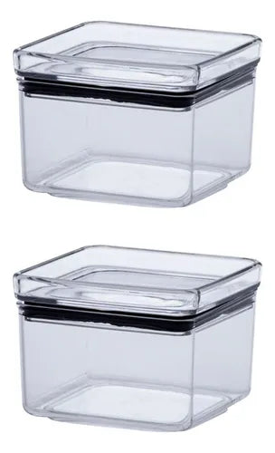 Pote Hermético Acrílico Quadrado Multiuso 480ml Kit 2 Un
