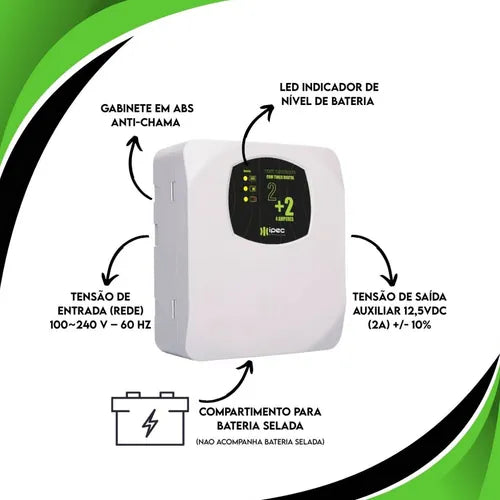 Fonte Carregadora Timer Digital Eletronico 4a Com Receptor Cor Branco Rise Security