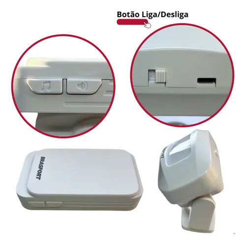 Sensor Anunciador De Presença Raio De 100 Metros Brasfort