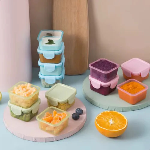 4 Mini Potinhos Potes Frutas Papinhas Grãos Lanche Com Trava