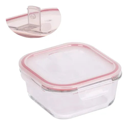 Conjunto 3 Potes Herméticos Vidro Quadrados Tampa E Travas
