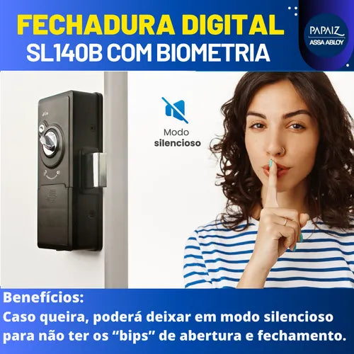 Fechadura Eletronica Papaiz Sobrepor Sl140b Senha Biometria