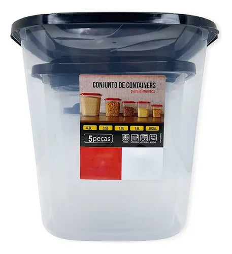 Kit Porta Mantimentos Vasos Com 5 Peças Uninjet Bpa-free