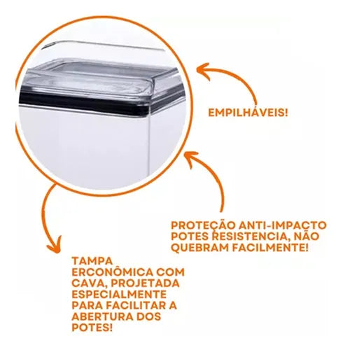 Pote Organizador Alimentos Armazenar Cozinha Hermético 2,1 L