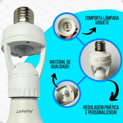 Sensor De Presença Lâmpada Para Soquete  E27  Com Fotocélula Interruptor Movimento 360 Graus Potistore