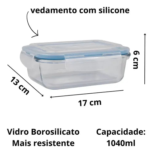 Conjunto De 2 Potes De Vidro De Marmita Hermético 1 Litro