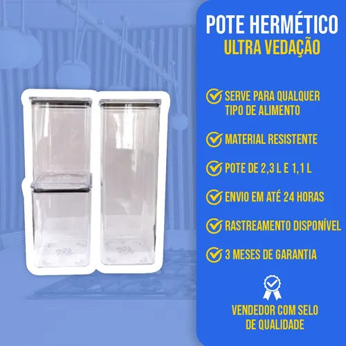 Kit 8 Potes 2,3l + 4 Potes 1,1l P/ Organização Cozinha