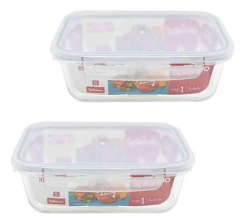 Conjunto De Potes De Vidro Hermético 2 Pçs 1 Litro Marmita