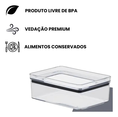 3 Potes Herméticos Porta Frios Empilhável Acrílico Paramount
