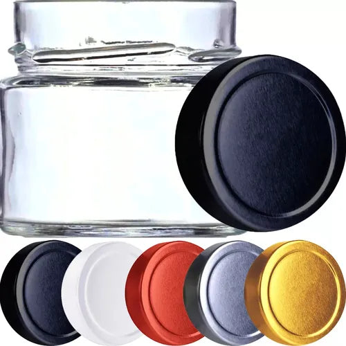 24 Potes De Vidro Pianezza 210ml C/ Tampa Metálica Para Vela Cor Preto